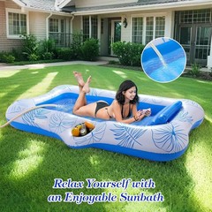 65″ Thicken PVC Inflatable Lounge Pool Float Heavy Duty For Adults River Tanning