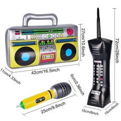 AYRXG Inflatable Boom Box & Phone Prop – 90s Style Microphones for 80s 90s Pa…