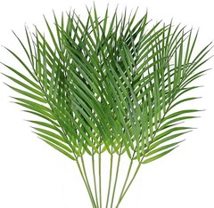 Artificial Areca Palm Leaves, 8 Pcs Faux Tropical Tree Leaves Green