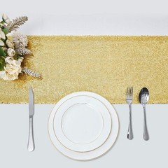 2 Packs 12 x 72 inches Gold Sequin Table Runner, Glitter Runner for Birthday
