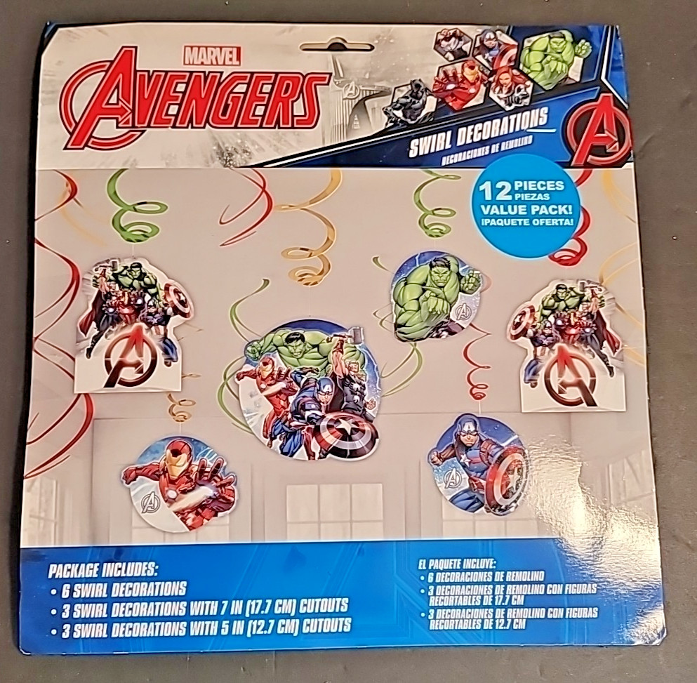 Marvel Avengers Swirl Decoration Value Pack 12 Pieces Party Birthday Decorations