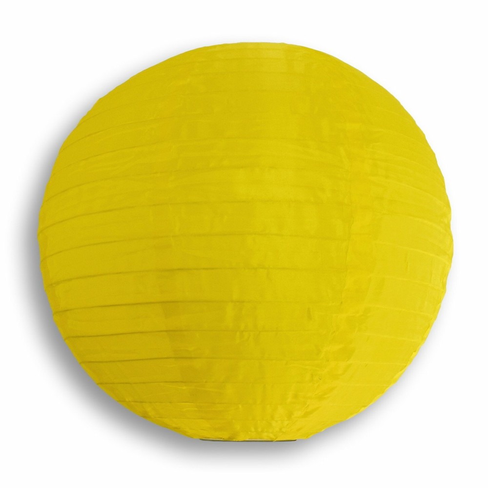4″ Yellow Round Nylon Lantern, Even Ribbing, Hanging Decoration (10 PACK)