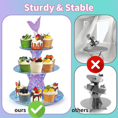 Mermaid Cupcake Stand, Little Mermaid Birthday Party Decorations Supplies Favor