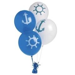 Fun Express Nautical Print Latex 11” Balloons Anchor & Ship Wheel – 24 Pieces