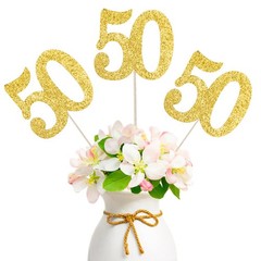 10-Pack Double Sided Glitter 50th Birthday Centerpiece Anniversary Centerpiec…