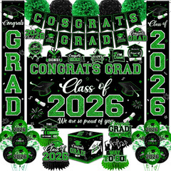 Graduation Decorations Class of 2026,Red Graduation Party Supplies- Congrats Gra