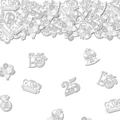 200PCS Happy 25th Anniversary Confetti Silver, Double Sided, Wedding Table Decor