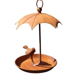 Metal Bird House Feeder Rust Finish Wall Mount for Garden Porch Backyard