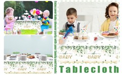 3 Pieces Sage Greenery Oh Baby Tablecloths for Baby Shower Party Decorations