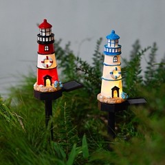 Resin Solar Lighthouse Light LED Waterproof for Outdoor Garden Decoration