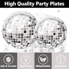 140PCS Disco Ball Party Decorations Set – Black Silver Plates & Napkins for 20 G