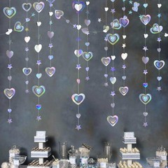 40Ft Iridescent 3D Heart Twinkle Star Garland 4 Count (Pack of 1),