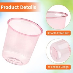 50 Pcs Pink Plastic Cups 12 Oz Disposable Stemless Wine Glasses Cocktail Pink