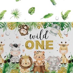 Safari Wild One Birthday Decorations Boy Tablecloth, 3Pcs Disposable Zoo