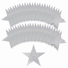 108 Pcs Glitter Silver Five Star Cutouts 6 Inch Cardboard Stars Cut-Outs Wall