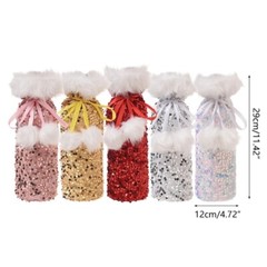 5pcs Creative Sequins Wine Cup Sleeve Case Set Bottle Wraps Gift for Wine Lovers