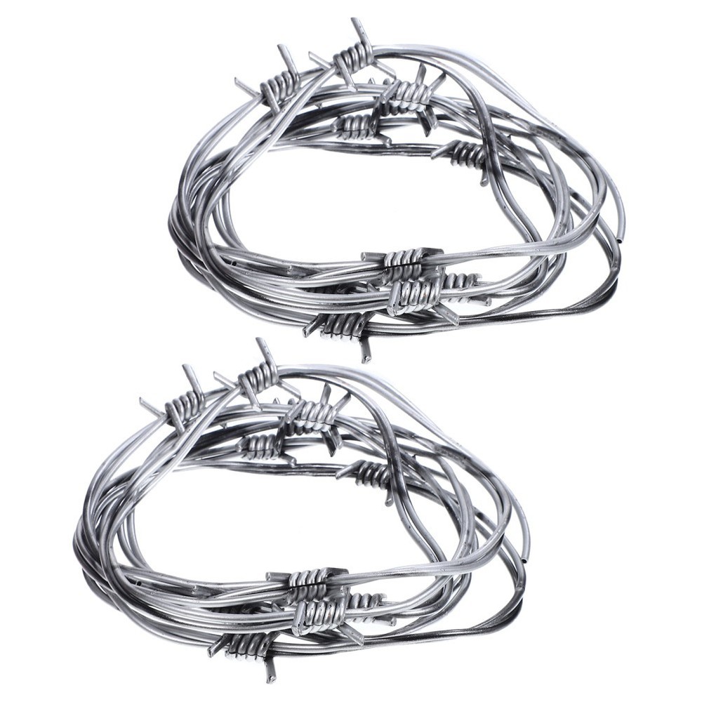 2Pcs Reusable Simulation Barbed Wires for Halloween Scary Party Silver PVC