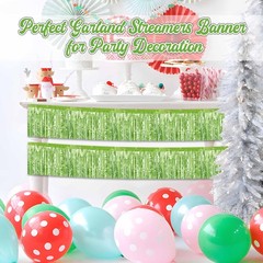 4 Pack 10 Ft Light Green Foil Fringe Garland Metallic Streamers Tinsel Banner…