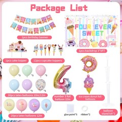 Four Ever Sweet Ice Cream Birthday Party Decorations for Girl, 4 Year Old Gir…