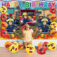 Fireman Sam Party Decorations Set Balloons Plates Cake Topper Banner