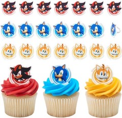 Sonic the Hedgehog 24 Count Cupcake Rings – Ideal for Birthday Decorations
