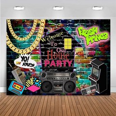 Mocsicka 90S House Party Backdrop Hip Hop 80’S 90’S Theme Party Decorations Gra
