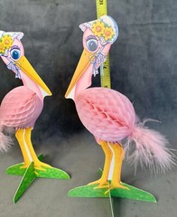 STORKS! The Cutest! 1976 Paper/Cardboard Baby Shower Decorations. 9 in Tall