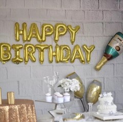 Black Gold Birthday Decorations Kit 37pc Balloons Banner Champagne Set