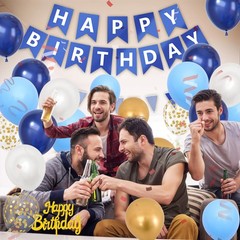 Navy Blue Birthday Decorations, Dark Happy Birthday Party Decorations With Me…