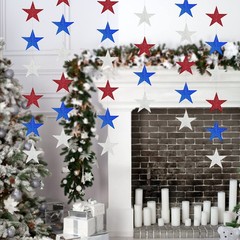 Star Garland, 4 Pack Red White and Blue Star Decorations for 4th of July Patr…