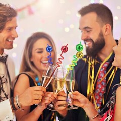 36 Pcs Disco Ball Straws Silver Mirror Ball Reusable Plastic Decor For 70s Party