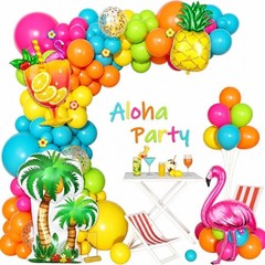 189Pcs Tropical Balloons Garland Arch Kit, Hawaiian Luau Summer Party Decorat…