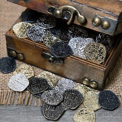 Pirate Treasure Coins Set Gold Silver Antique Doubloons For Party Decor 80 Pcs