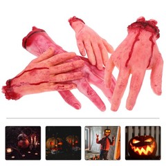 Halloween Scary Silicone Hand Props for Decor Use Lightweight Horror Design 4pcs