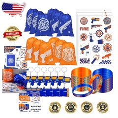 576pc Dart Battle Birthday Party Supplies Silicone Wristbands Gift Bags