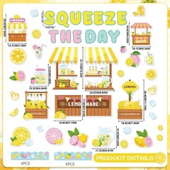 Lemon Bulletin Board Decorations Lemonade Stand Squeeze The Day Cutouts Set