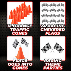 Race Car Birthday Party Decorations – (36 Pcs) 12 – 8-Inch Orange Mini Cones for