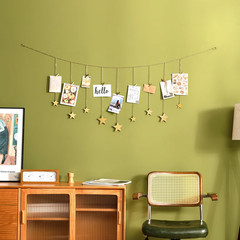 Mkono Hanging Photo Display Boho Decor Wooden Stars Garland with Metal Chains, P