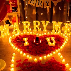 Romantic Proposal Set with Light Up Letters and Rose Petals