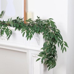 Artificial Willow Leaves Vine Twigs 2Pcs 5.7Ft Fake Hanging Ivy Plants Silk