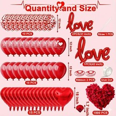 Valentines Day Decorations – 50+ Pcs Luxury Romantic Set with 3 Script LOVE B…