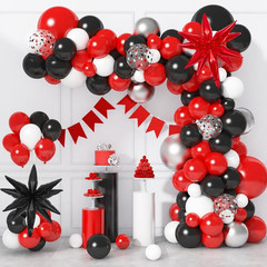 142Pcs Red and Black Balloon Garland Arch Kit, Class of 2026 Decorations Graduat