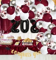 Graduation Party Decorations Maroon Silver 2024/Burgundy Graduation Decoratio…