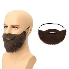 Reusable Fake Beard with Elastic Ear Strap, Brown Realistic Facial Hair Costu…