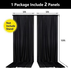 Luxurious Black Curtain Panels – 5ft x 10ft Design for Stunning Event Backdrops