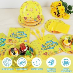 Yellow Undersea Birthday Disposable Tableware (Plates, Napkins, Cups, Forks)