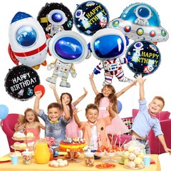 8 Pcs Space Balloons 33 Inch Astronaut Mylar Airship Planet Rocket Galaxy Foi…