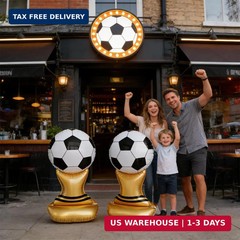 2PCS Giant Soccer Trophy Balloons, Self Standing Foil Balloons for Soccer Birthd