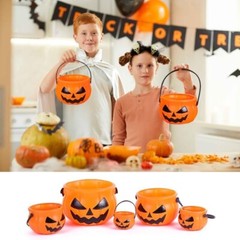5 Pcs Halloween Portable Pumpkin Buckets, Trick or Treat Candy Jar Party Vintage