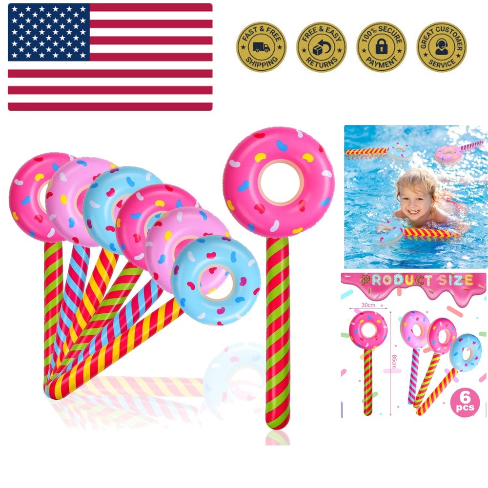 6 Pcs Inflatable Donuts 33 Inch Candy Birthday Party Decorations Donut Shape …